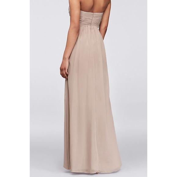 David's Bridal Navy Chiffon strapless dress 4 - Picture 2 of 5